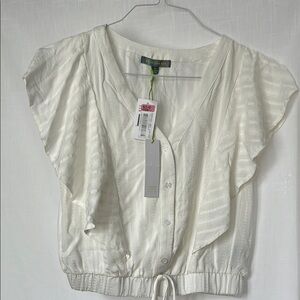 White Button-Up Girls Top NWT